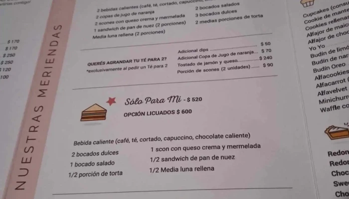 Sweetie Boutique Bakery:  Menu - Salón de té