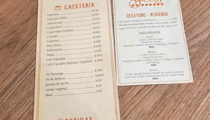 Sweetly Punta Del Este:  Menu