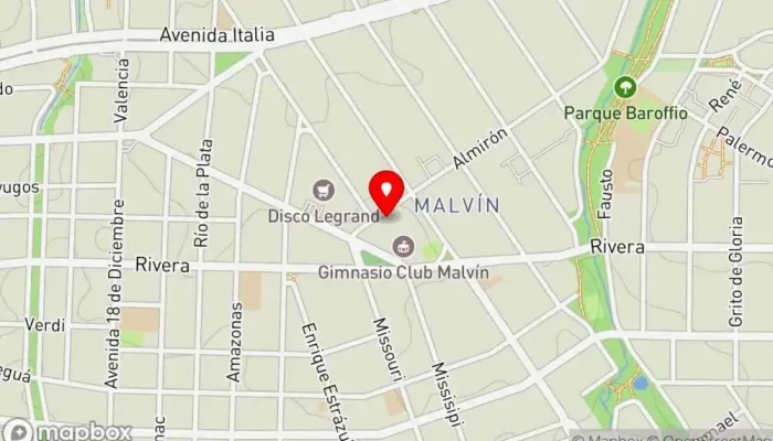 mapa de Tablado Malvin Club en Montevideo