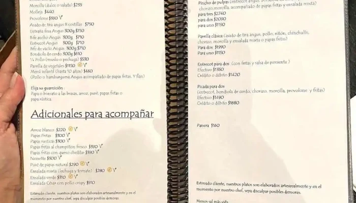 Tannat:  Menu - Parrilla