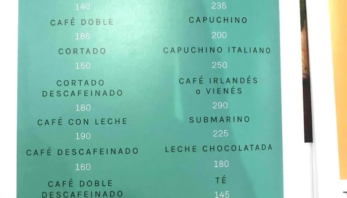 Terapia Coffee:  Menu