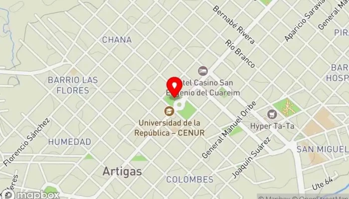 mapa de Texas Burger MC plaza batlle Hamburguesería en Artigas