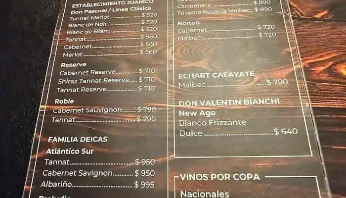 Tintos Y Rubias:  Menu