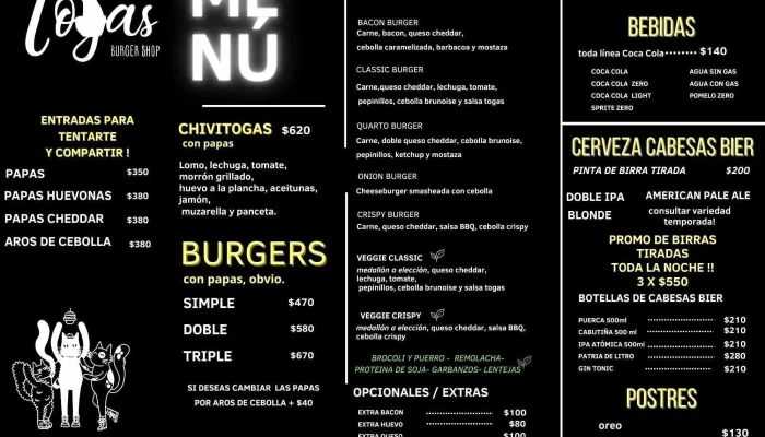 Togas Burger Punta Del Este:  Menu - Restaurante