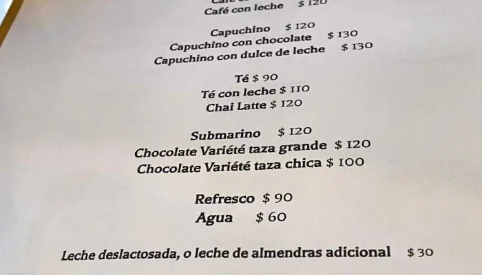 Variete Cuisine Menu - Cafetería