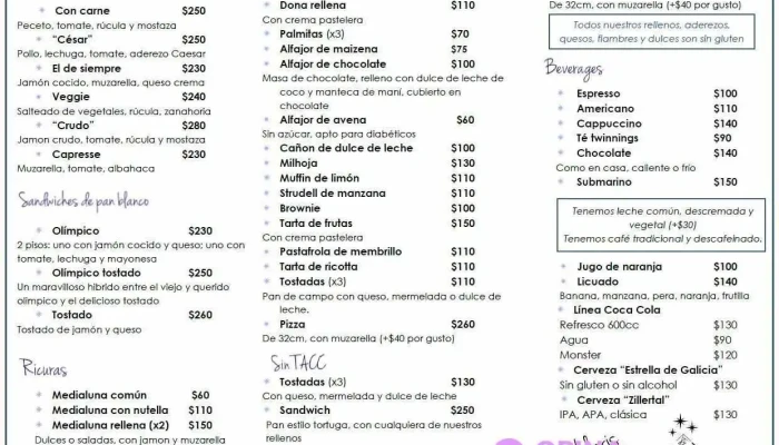 Velaris San Carlos Menu - Cafetería