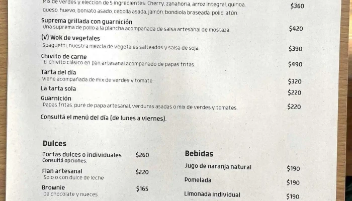 Vera:  Menu - Restaurante