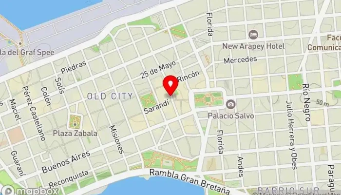 mapa de Viajero Montevideo Hostel Albergue en Montevideo