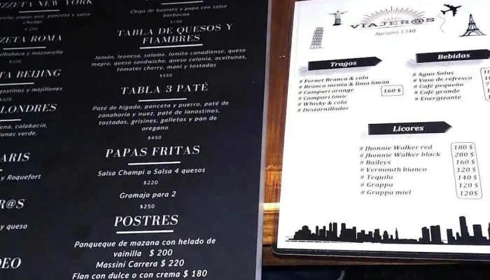 Viajeros Disco Pub:  Menu - Pub