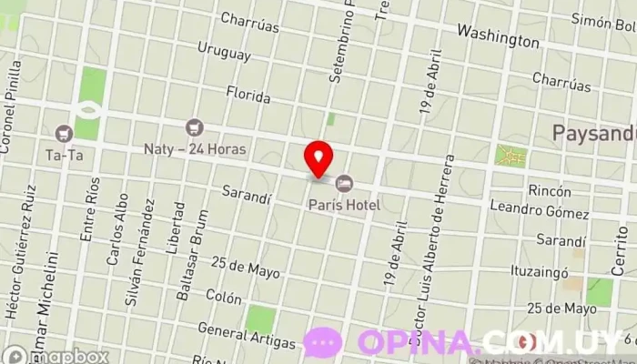 mapa de Vicente R Muela Rematador matricula 4093 Agencia de subastas inmobiliarias en Paysandú