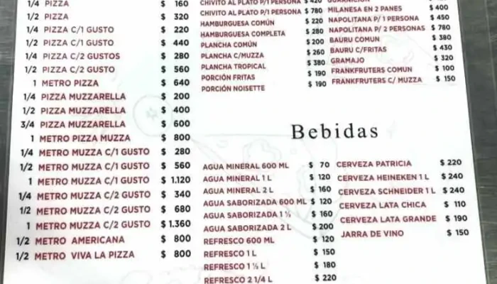 Viva La Pizza:  Menu