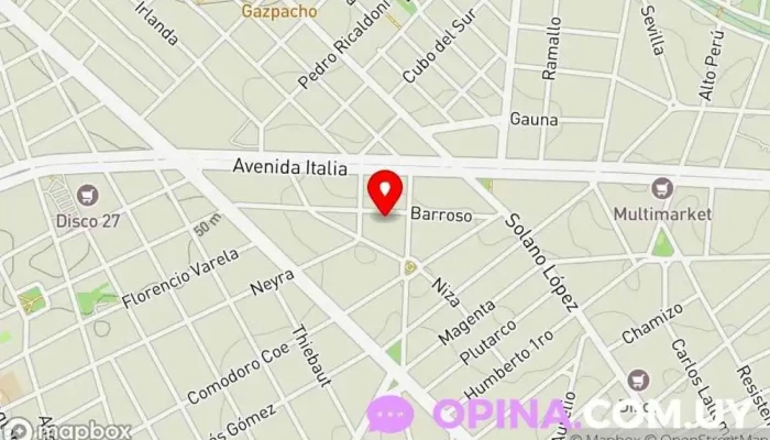 mapa de VIVO Tv Cadena de televisión, Estudio de grabación en Montevideo