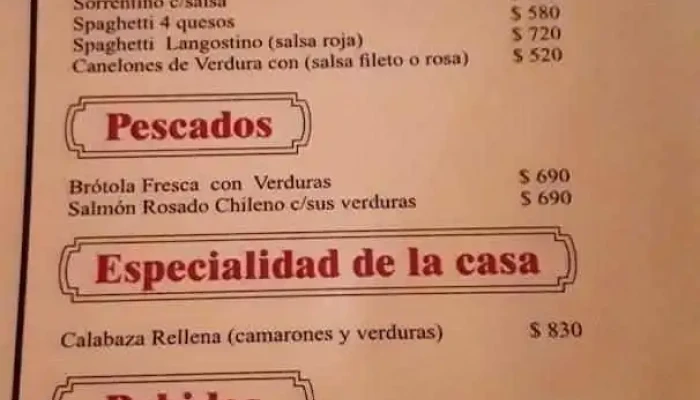 Volver -  Menu - Restaurante