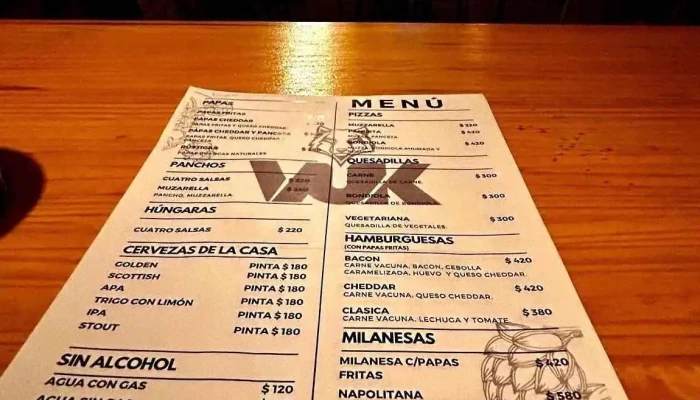 Vuk Cerveceria Menu