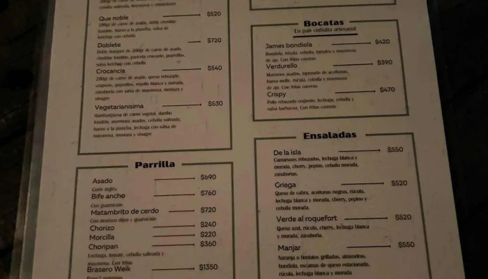 Weik House:  Menu - Restaurante