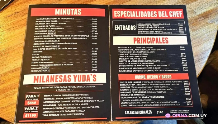 Yudas Restobar Menu - Restaurante