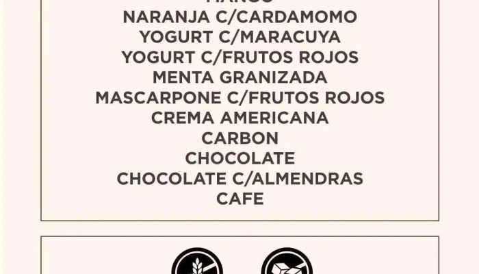 Zero Helados Pocitos:  Menu - Heladería