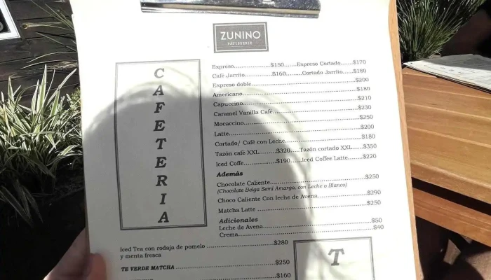 Zunino Patisserie:  Menu